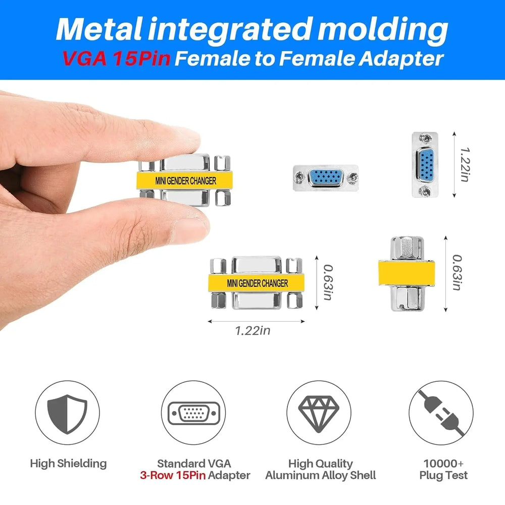 FEDUS VGA Jointer Coupler Joiner Extender 15 Pin Female to Female Coupler Cable Extender Female Both Side Female to Female Gender Changer FEDUS