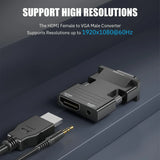 FEDUS VGA to HDMI Converter Cable, VGA to HDMI Adapter with Audio, 1080P Video Dongle VGA Converter with Audio(0.5FT)for PC