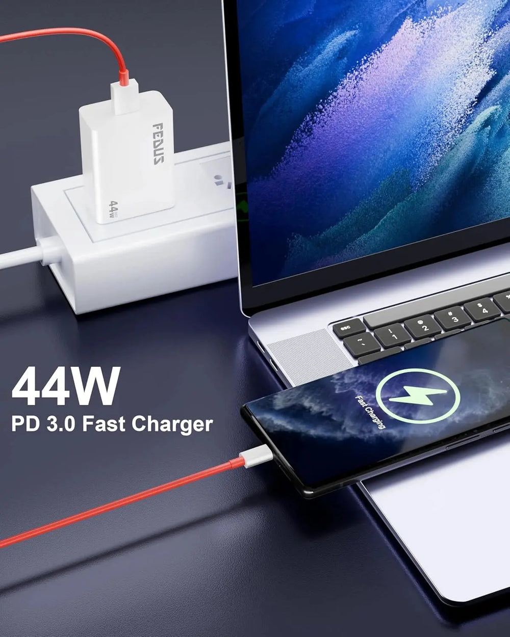 FEDUS Vivo 44W C-Type Flash Fast Charger Adapter for Vivo V40, V40 Pro, V40e, Y300 5G, Y28E, Y28S, T3 Lite, Y58, Y200 Pro, V30E, Y18I, Y18, Y18E, V30, V30 Pro, V29, Iqoo Z9X, T2 Pro, Iqoo 9, Neo 7 Pro Series USB-C Charge Adaptor 44 Watt Cheeku Technologies