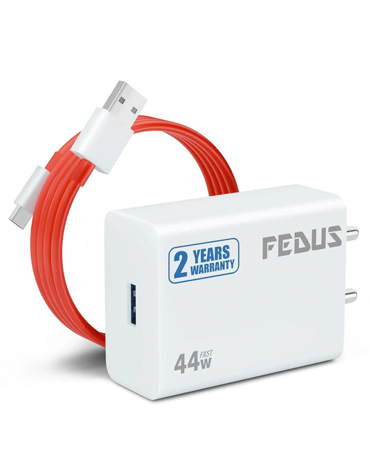 FEDUS Vivo 44W C-Type Flash Fast Charger Adapter for Vivo V40, V40 Pro, V40e, Y300 5G, Y28E, Y28S, T3 Lite, Y58, Y200 Pro, V30E, Y18I, Y18, Y18E, V30, V30 Pro, V29, Iqoo Z9X, T2 Pro, Iqoo 9, Neo 7 Pro Series USB-C Charge Adaptor 44 Watt