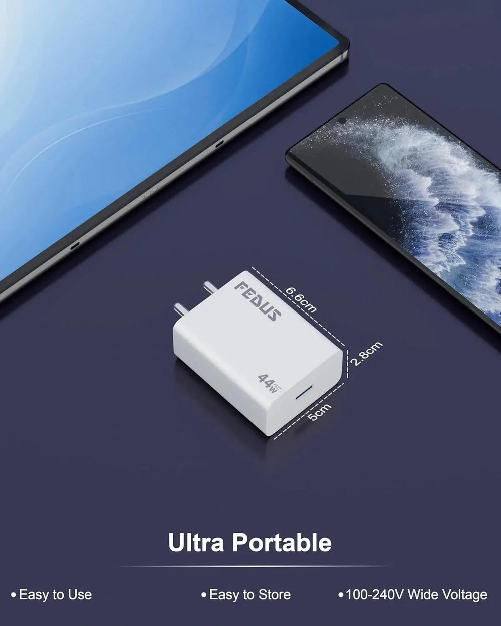 FEDUS Vivo 44W C-Type Flash Fast Charger Adapter for Vivo V40, V40 Pro, V40e, Y300 5G, Y28E, Y28S, T3 Lite, Y58, Y200 Pro, V30E, Y18I, Y18, Y18E, V30, V30 Pro, V29, Iqoo Z9X, T2 Pro, Iqoo 9, Neo 7 Pro Series USB-C Charge Adaptor 44 Watt Cheeku Technologies