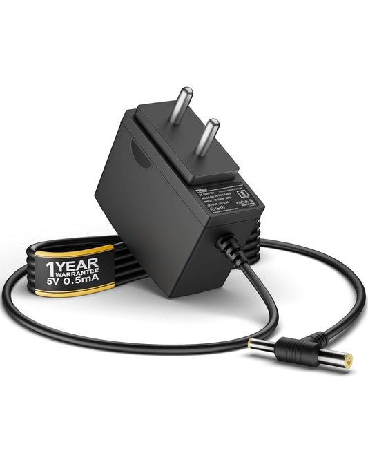 FEDUS VOLTURA 5V 500mAH DC Power Adapter (2 Meter Long Wire) | 5 Volt 500mAH AC to DC Charger for Set Top Box, CCTV, Router, LED Strip | Dual Connector (5.5mm & 4.0mm Pin) Surge Protection & ABS Body