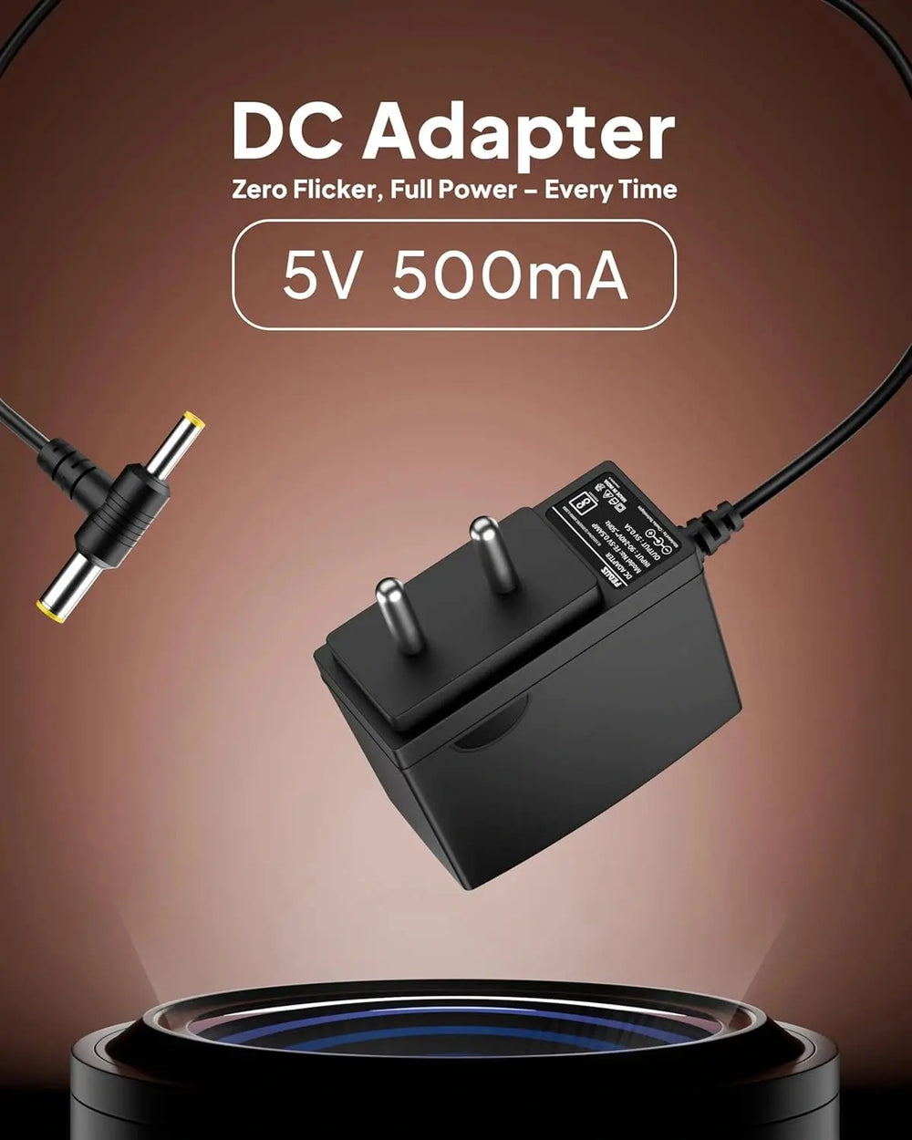 FEDUS VOLTURA 5V 500mAH DC Power Adapter (2 Meter Long Wire) | 5 Volt 500mAH AC to DC Charger for Set Top Box, CCTV, Router, LED Strip | Dual Connector (5.5mm & 4.0mm Pin) Surge Protection & ABS Body FEDUS