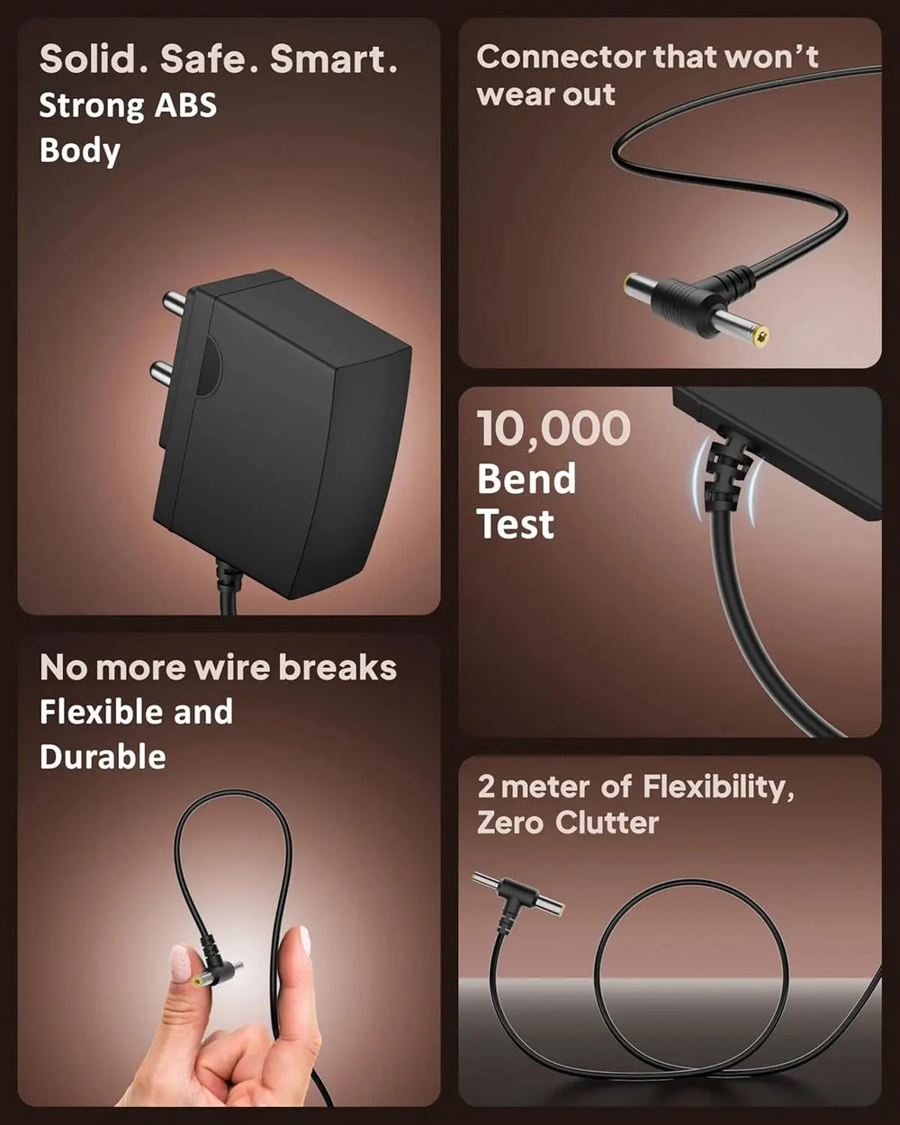 FEDUS VOLTURA 5V 500mAH DC Power Adapter (2 Meter Long Wire) | 5 Volt 500mAH AC to DC Charger for Set Top Box, CCTV, Router, LED Strip | Dual Connector (5.5mm & 4.0mm Pin) Surge Protection & ABS Body FEDUS