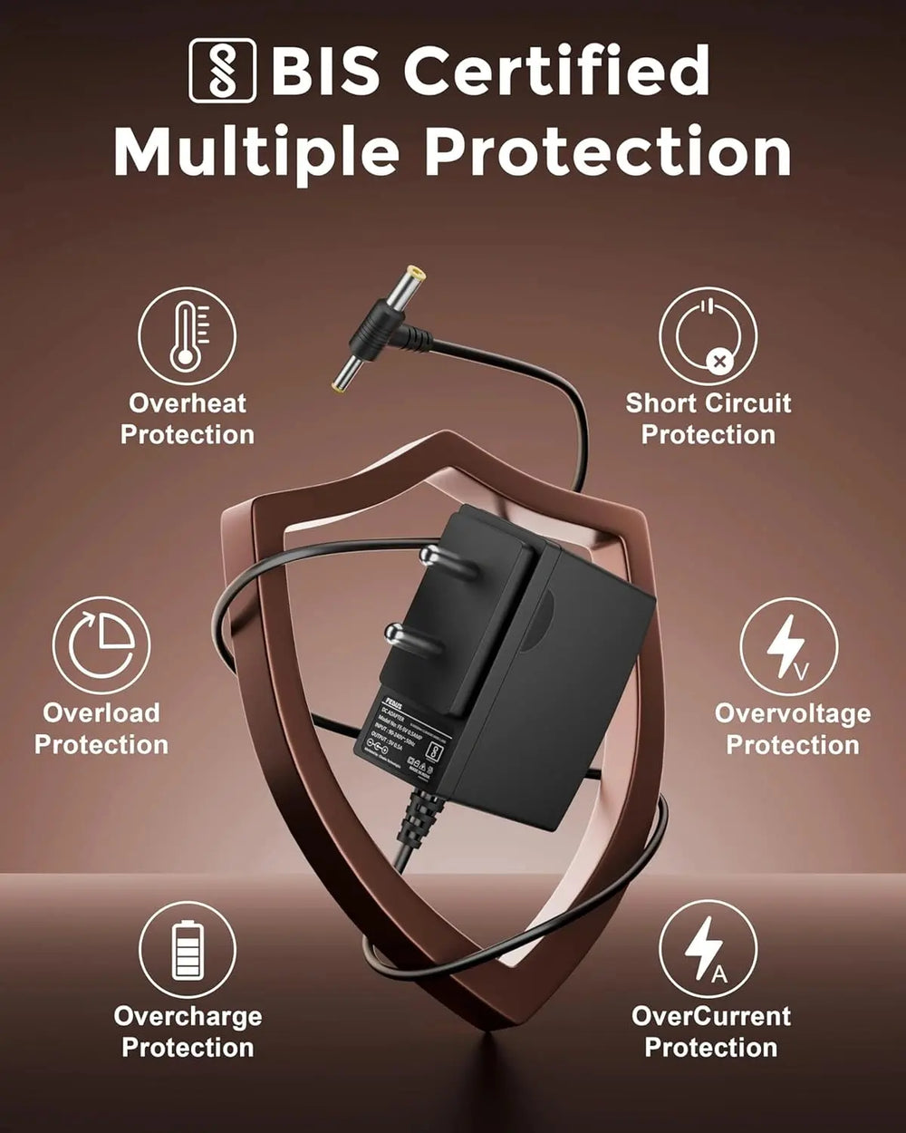 FEDUS VOLTURA 5V 500mAH DC Power Adapter (2 Meter Long Wire) | 5 Volt 500mAH AC to DC Charger for Set Top Box, CCTV, Router, LED Strip | Dual Connector (5.5mm & 4.0mm Pin) Surge Protection & ABS Body FEDUS