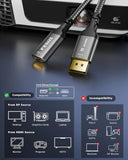 FEDUS VORTAX DisplayPort to HDMI Adapter Cable [4K@60Hz UHD, 2K@144Hz] Uni-Directional DP Source to HDMI Display Converter, Nylon Braided, Gold-Plated Dongle for PC, Laptop,Monitor,Projector(9.7 INCH)