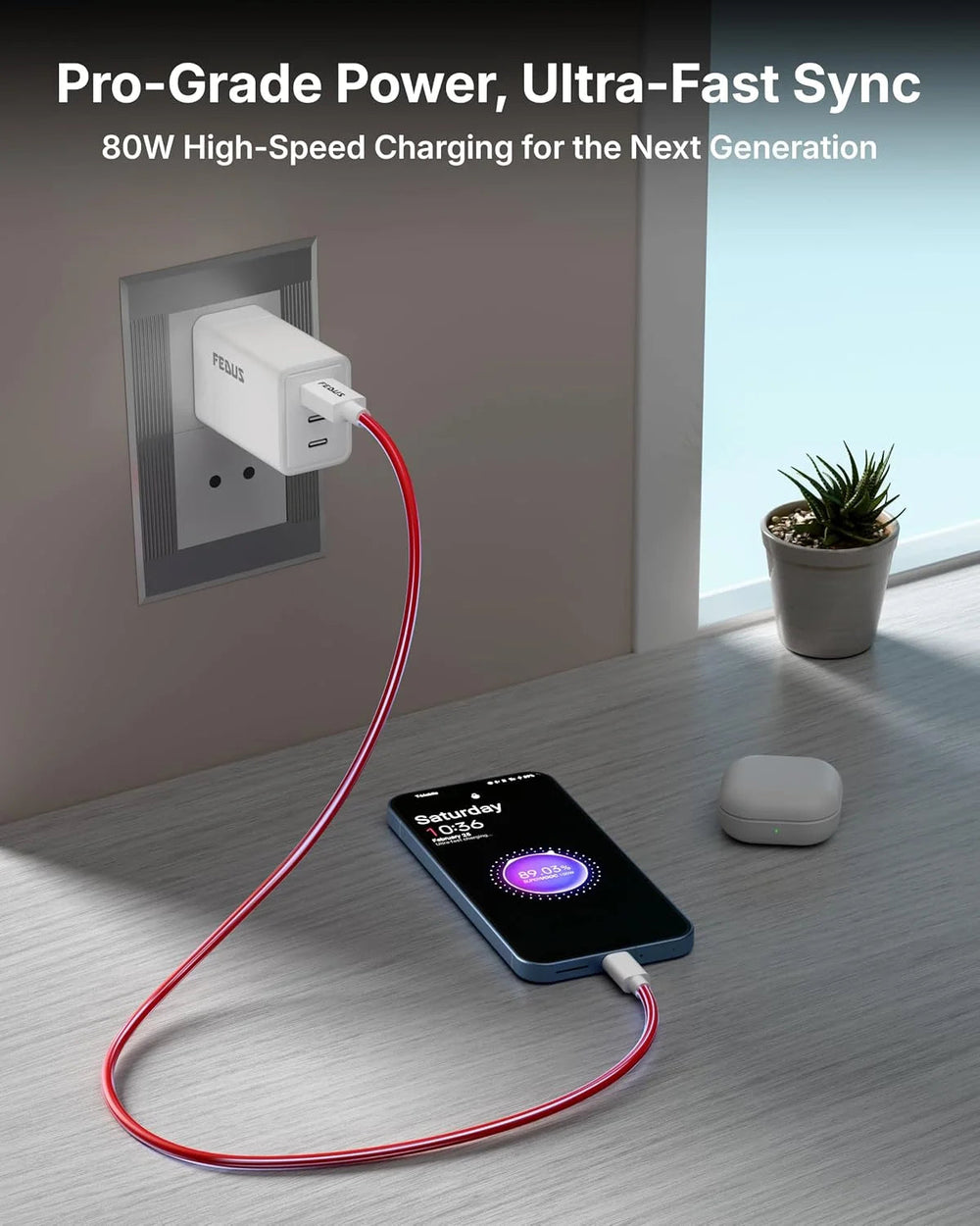 FEDUS ZETTA 1M Red 80W Type C Cable SuperVOOC Fast Charging Cable for Mobile 7.3A USB A to C Data Cable (480Mbps) Warp/Dash Supported for OnePlus 13/12/11/Nord, Oppo/Vivo/Realme FEDUS