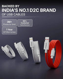 USB cables with branding and product details on a dark background