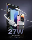 Fast charging cable with devices on a reflective surface, featuring the brand 'FEDUS'.