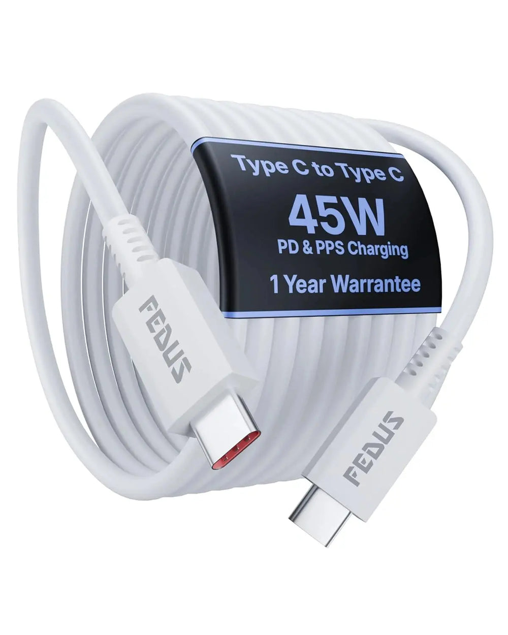 FEDUS ZETTA 45W Type C to Type C Cable 1M, 5A PD PPS Super Fast Charging 2.0 Original for Samsung Galaxy S26/S25/S24 Ultra, iPhone 17/16/15 Pro, MacBook, 480Mbps Android Auto Data Sync USB C Cord FEDUS