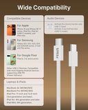 Feder USB-C cable compatibility chart with devices on a brown background