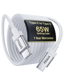 FEDUS Zetta 65W USB C to USB C PD PPS Fast Charging Cable for iPhone, Samsung, Nothing, MacBook & Android Auto White 1M Cord