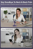 Comparison of using a FEDUS Mobile Stand with and without it for comfort at a desk.