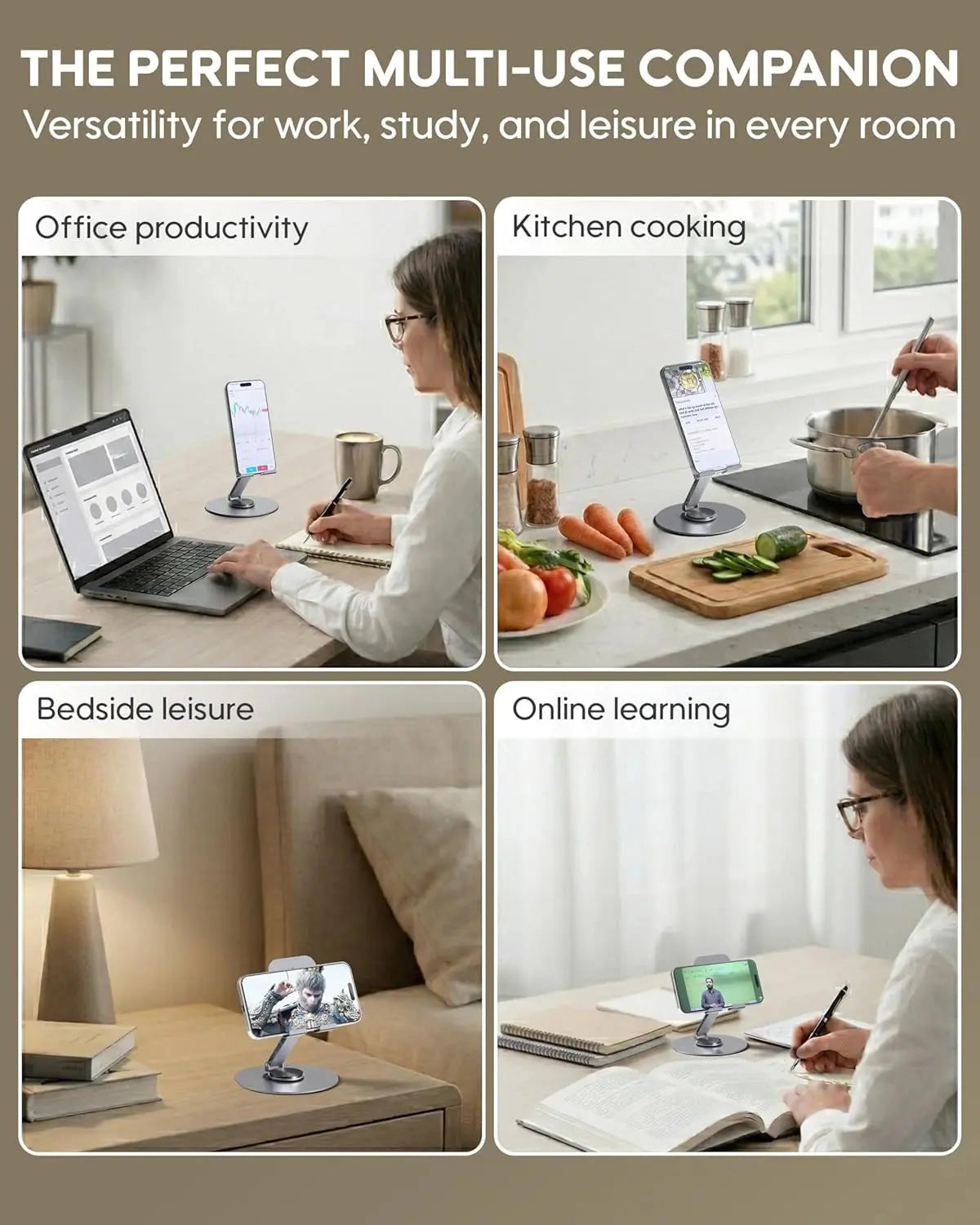 Multifunctional device used for work, study, and leisure in various settings.