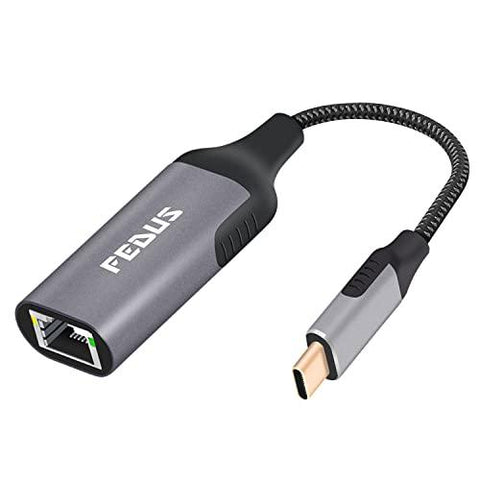 FEDUS Gigabit 1000 Mbps USB C to Ethernet RJ45 Adapter, USB-C 3.0 to RJ45 LAN Wired Adapter, Plug and Play Metal body braided cable Compatible Windows And Mac, Laptop, MecBook Chromebook Surface - FEDUS