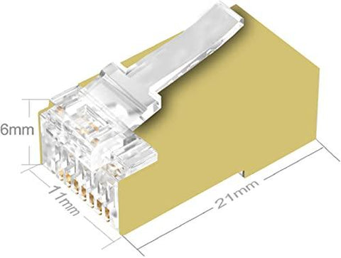 FEDUS 150 PCS RJ45 STP Connector Cat5, Cat5E, Cat6, Shielded RJ45 Gold Plated 8P8C Ethernet Modular LAN Crimp Module Plug FTP STP Network Crimping Plug Ethernet Network Cable Plug - FEDUS