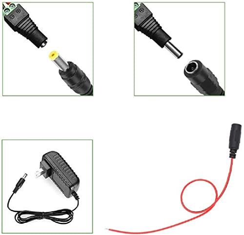 FEDUS 18AWG Female DC Power Extension Cable Wire 12V 2.1mm / 5.5mm Socket to Bare End Jack Pigtails Connector Cord for CCTV Security Camera, IP Camera, DVR Standalone, LED Strip, Surveillance - FEDUS