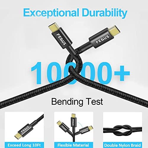 FEDUS Type C to Type C Fast Charging Cable USB 3.0 20V/5A Fast PD Charger 100W Output USB C to USB C Braided Cord Compatible with SSD Hard Drive, MacBook, i-Pad, Pixel, Galaxy - FEDUS