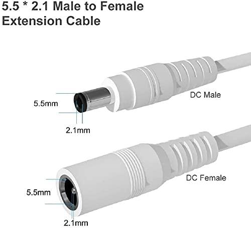 FEDUS 18AWG 20 Pairs DC Power Pigtail Cable 12V 5A Male & Female DC Power Barrel Jack Plug Adapter Connector for CCTV Home Surveillance DVR Camera DC Extension Cord Power Tail(2.1mm x 5.5mm) White - FEDUS