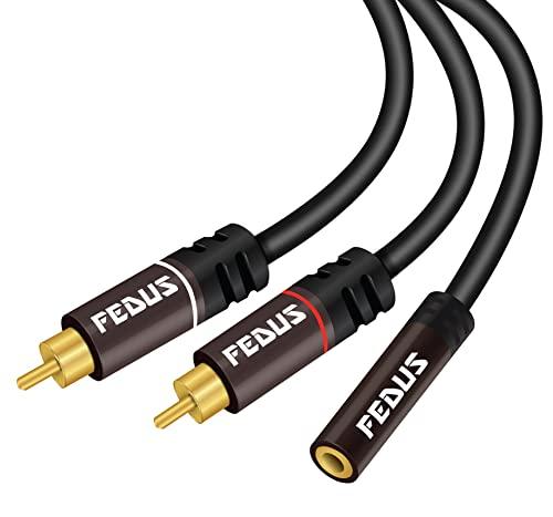 FEDUS RCA to 3.5mm Female 3.5mm to 2RCA Male Stereo Audio Cable Metal Shell 3.5mm 1/8" TRS Stereo to Dual RCA Jack Adapter Y Cable for Smartphones, Headphone, MP3, Tablets,Home Theater - FEDUS