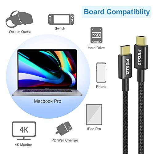 FEDUS Type C to Type C Fast Charging Cable USB 3.0 20V/5A Fast PD Charger 100W Output USB C to USB C Braided Cord Compatible with SSD Hard Drive, MacBook, i-Pad, Pixel, Galaxy - FEDUS