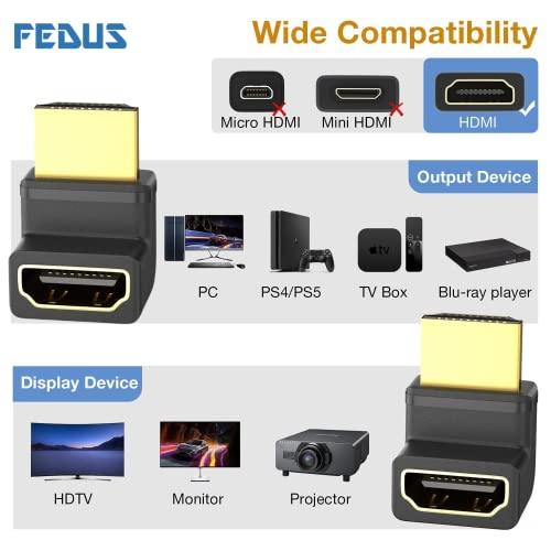 FEDUS Gold Plated HDMI Male to Female Converter Connector Adapter 270 Degree L Shape Angle Converter, HDMI L Shape Flat Extender, for HDTV, Plasma TV, LED, LCD Pack-1 – Black - FEDUS