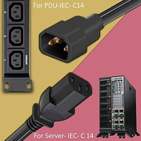 FEDUS IEC C13 to C14 Link Power Cable 250v Male to Female Power Extension Cord Cable,18AWG 10A for Computer, Printer, SMPS, Monitor, Server, Display Heavy Gauge Power Extension Cable - FEDUS
