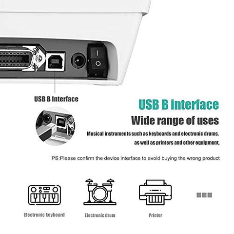 FEDUS USB 2.0 High Speed Printer Cable Scanner Cable White A Male to B Male for HP, Canon, Etc. - FEDUS
