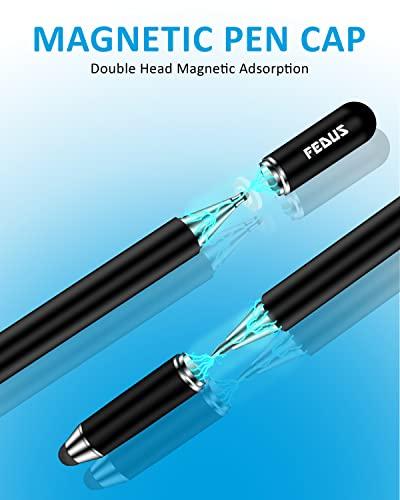FEDUS 3-in-1 Stylus Pens with Ballpoint Pen & Fiber Tip Compatible with All Touch Screens, High Sensitivity Capacitive Metal Body Magnetic Cap Stylus Pens Pencil for Smartphones,iPad,PC,Tablets Black - FEDUS