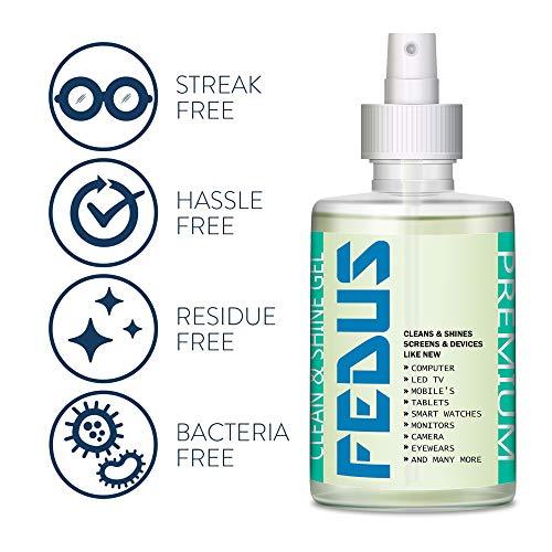 FEDUS Screen Cleaner Fluid Gel Multi-Purpose LCD Cleaning Kit, Liquid Solution with Cloth to Clean Mobile/Laptop Screen, Computer, Tab, LCD Display, Camera (200 ML) - FEDUS