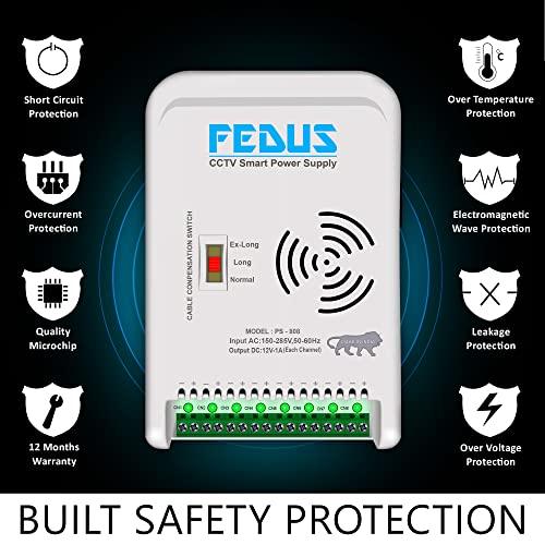 FEDUS 8 Channel SMPS for CCTV, Power Supply Adapter for up to 8 CCTV Security Cameras CCTV Power Supply SMPS, Power Supply Adapter for Video Surveillance Camera System, CCTV, Dome, Bullet Cameras - FEDUS