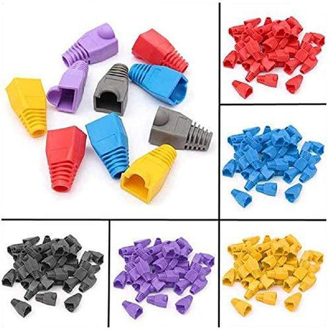 FEDUS RJ45 Boot CAT6 CAT6E CAT5 CAT5E Ethernet Network Cable Strain Relief Boots Cable Cap Connector Plug Cover Mixed Colors (Pack of 50) - FEDUS