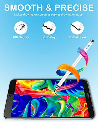 FEDUS 3-in-1 Stylus Pens with Ballpoint Pen & Fiber Tip Compatible with All Touch Screens, High Sensitivity Capacitive Metal Body Magnetic Cap Stylus Pens Pencil for Smartphones,iPad,PC,Tablets White - FEDUS