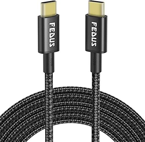 FEDUS Type C to Type C Fast Charging Cable USB 3.0 20V/5A Fast PD Charger 100W Output USB C to USB C Braided Cord Compatible with SSD Hard Drive, MacBook, i-Pad, Pixel, Galaxy - FEDUS