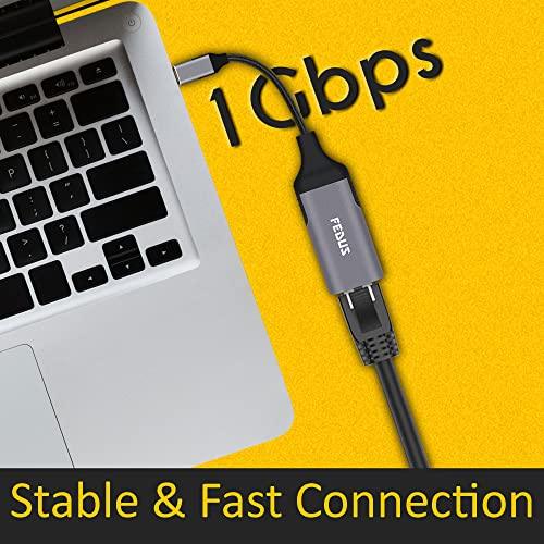 FEDUS Gigabit 1000 Mbps USB A to Ethernet RJ45 Adapter, USB-A 3.0 to RJ45 LAN Wired Adapter, Plug and Play Metal body braided cable Compatible Windows And Mac, Laptop, MecBook Chromebook Surface - FEDUS