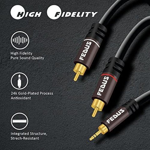 FEDUS 3.5mm to RCA Cable, RCA to 3.5mm Male Audio Adapter 2RCA Gold Pl