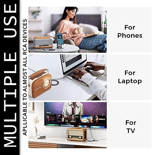 FEDUS 3.5mm to RCA Cable, RCA to 3.5mm Male Audio Adapter 2RCA Gold Plated Shielded Stereo Y Braided Audio Adapter Cord RCA to AUX Cable for Smartphones, MP3, Tablets, Speakers,Home Theatre - FEDUS