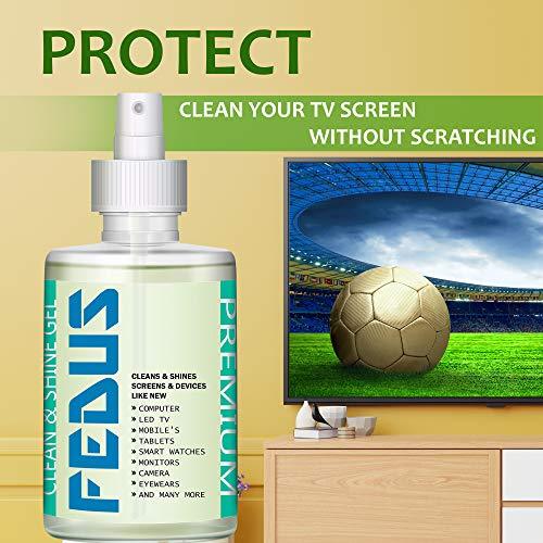 FEDUS Screen Cleaner Fluid Gel Multi-Purpose LCD Cleaning Kit, Liquid Solution with Cloth to Clean Mobile/Laptop Screen, Computer, Tab, LCD Display, Camera (200 ML) - FEDUS
