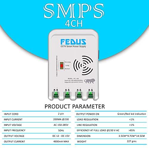 FEDUS 4 Channel SMPS for CCTV, Power Supply Adapter for up to 4 CCTV Security Cameras CCTV Power Supply SMPS, Power Supply Adapter for Video Surveillance Camera System, CCTV, Dome, Bullet Cameras - FEDUS