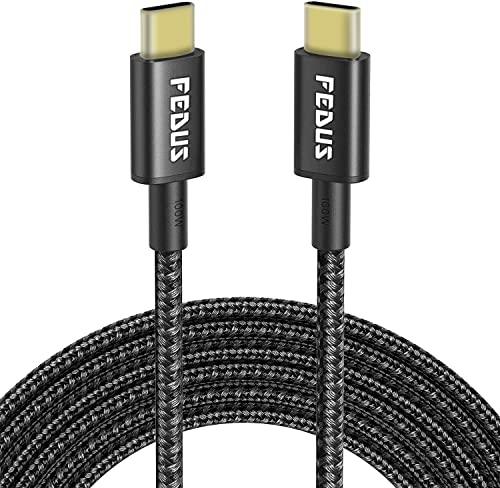 FEDUS Type C to Type C Fast Charging Cable USB 3.0 20V/5A Fast PD Charger 100W Output USB C to USB C Braided Cord Compatible with SSD Hard Drive, MacBook, i-Pad, Pixel, Galaxy - FEDUS