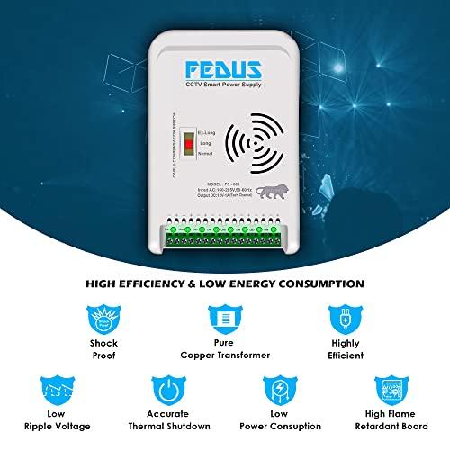 FEDUS 8 Channel SMPS for CCTV, Power Supply Adapter for up to 8 CCTV Security Cameras CCTV Power Supply SMPS, Power Supply Adapter for Video Surveillance Camera System, CCTV, Dome, Bullet Cameras - FEDUS