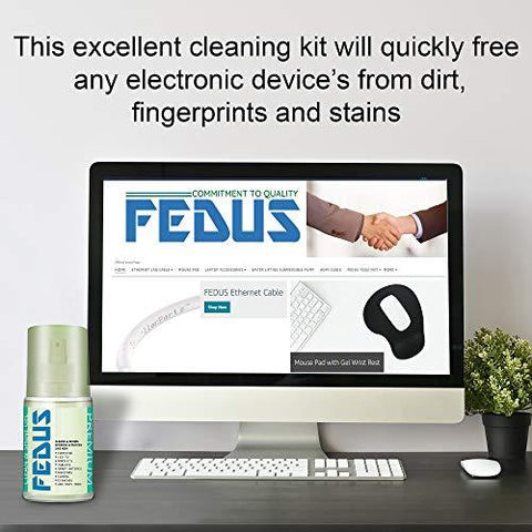 FEDUS Screen Cleaner Fluid Gel Multi-Purpose LCD Cleaning Kit, Liquid Solution with Cloth to Clean Mobile/Laptop Screen, Computer, Tab, LCD Display, Camera (200 ML) - FEDUS