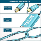 FEDUS USB Type-C to Printer Cable, Gold Plated Nylon Braided USB Type-C to USB B Male Scanner Cord Compatible with DIMI, Google Chromebook Pixel, MacBook Pro, HP Canon Printers - FEDUS