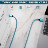 FEDUS USB Type-C to Printer Cable, Gold Plated Nylon Braided USB Type-C to USB B Male Scanner Cord Compatible with DIMI, Google Chromebook Pixel, MacBook Pro, HP Canon Printers - FEDUS