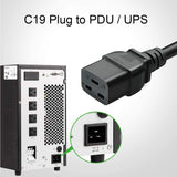 FEDUS 16amp C19 Server AC Power Cord Heavy Duty Mains AC Power Cord, 16A 250V, 16AWG, Computer Power Cord, Heavy Gauge Power Cable for PDUs, UPS Amplifier and Network Equipment-1.5mm² 3-Pin