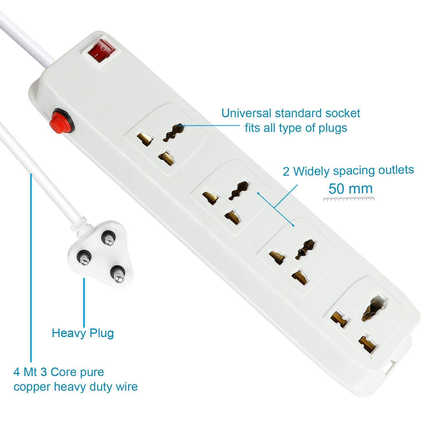 FEDUS Surge Protectors Spike Buster Extension Boards with Switch and Long Wire for Computer (4M/13F) - FEDUS