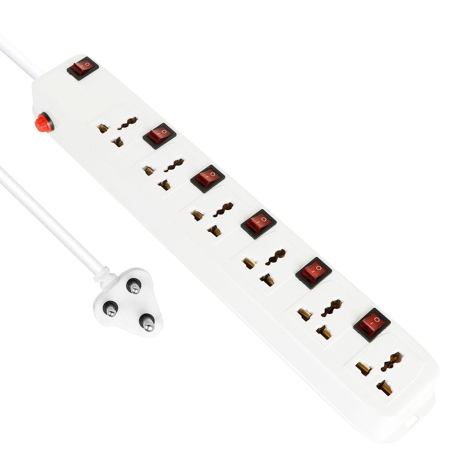 FEDUS Long Extension Board Extension Box | Spike Guard 6 Socket 6 Switch Junction Box with Switch, Extension Cords Cord, Spike Buster, Extension Board - FEDUS