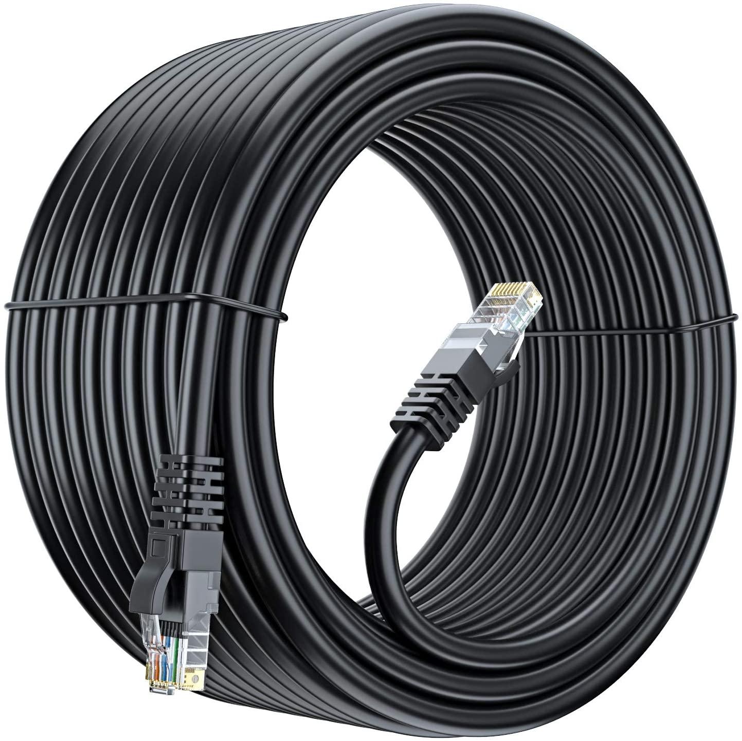 FEDUS Cat6 Ethernet Cable, High Speed 550Mhz 10 Gigabit Speed Utp Lan Cable, Network Cable Internet Cable Rj45 Cable Lan Wire, 6 Wires For Laptop, Pc, Television, Router, Modem-Black Colour - FEDUS