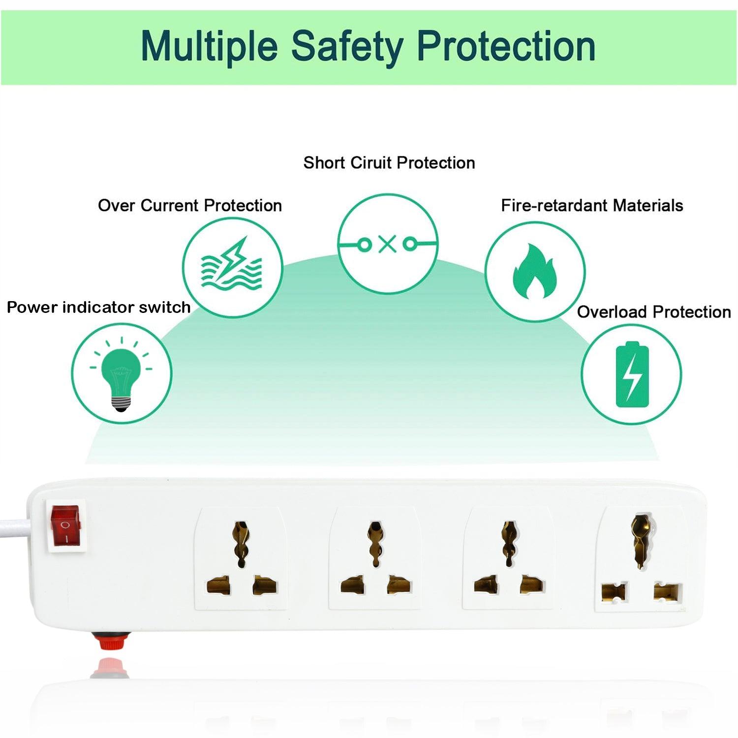 FEDUS Surge Protectors Spike Buster Extension Boards with Switch and Long Wire for Computer (4M/13F) - FEDUS