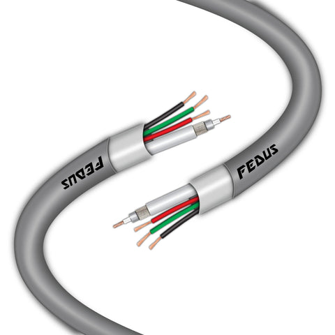 FEDUS 23AWG Pure Copper 3+1 CCTV Camera Coaxial Cable For High-Speed Audio Video Signal BNC Video & Power Cord With Breading Alloy Positive Negative Mic Earth Wire - FEDUS
